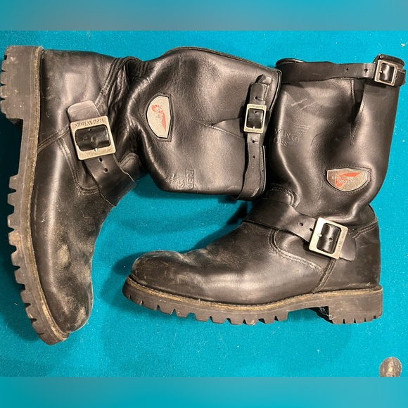 Red Wing Black Leather Motorcycle Boots - Picture 1 of 4